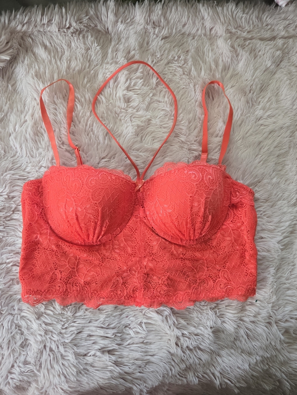 NWT BEBE Coral Lace Longline Bralette